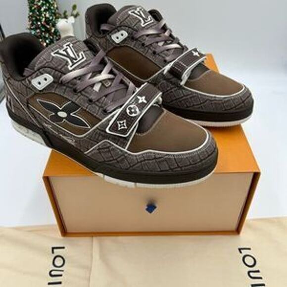 Men’s Louis Vuitton trainer sneakers mocha crocodile print size 11 fits US 13 - Picture 3 of 11